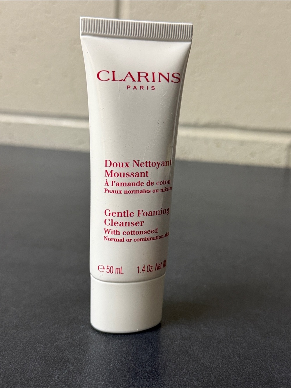 Clarins Gentle Foaming Cleanser - White with Red Logo